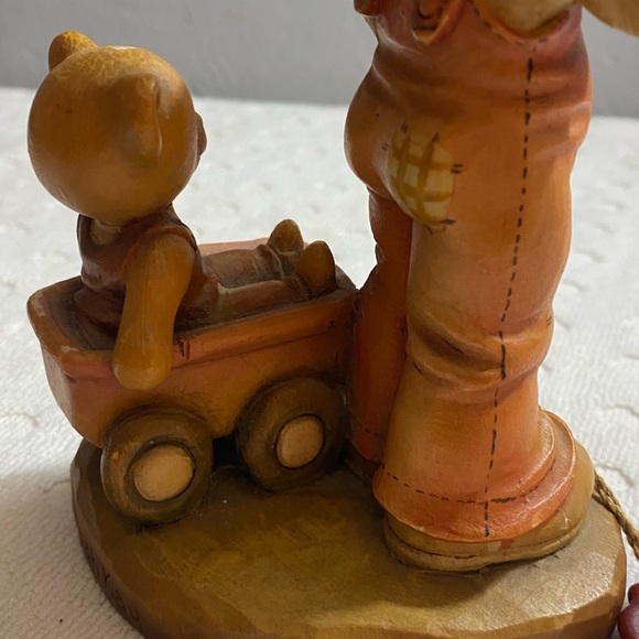 ANRI Sarah Kay  4" “Finding Our Way”Boy with a Wagon and a Teddy Bear - Picture 14 of 16